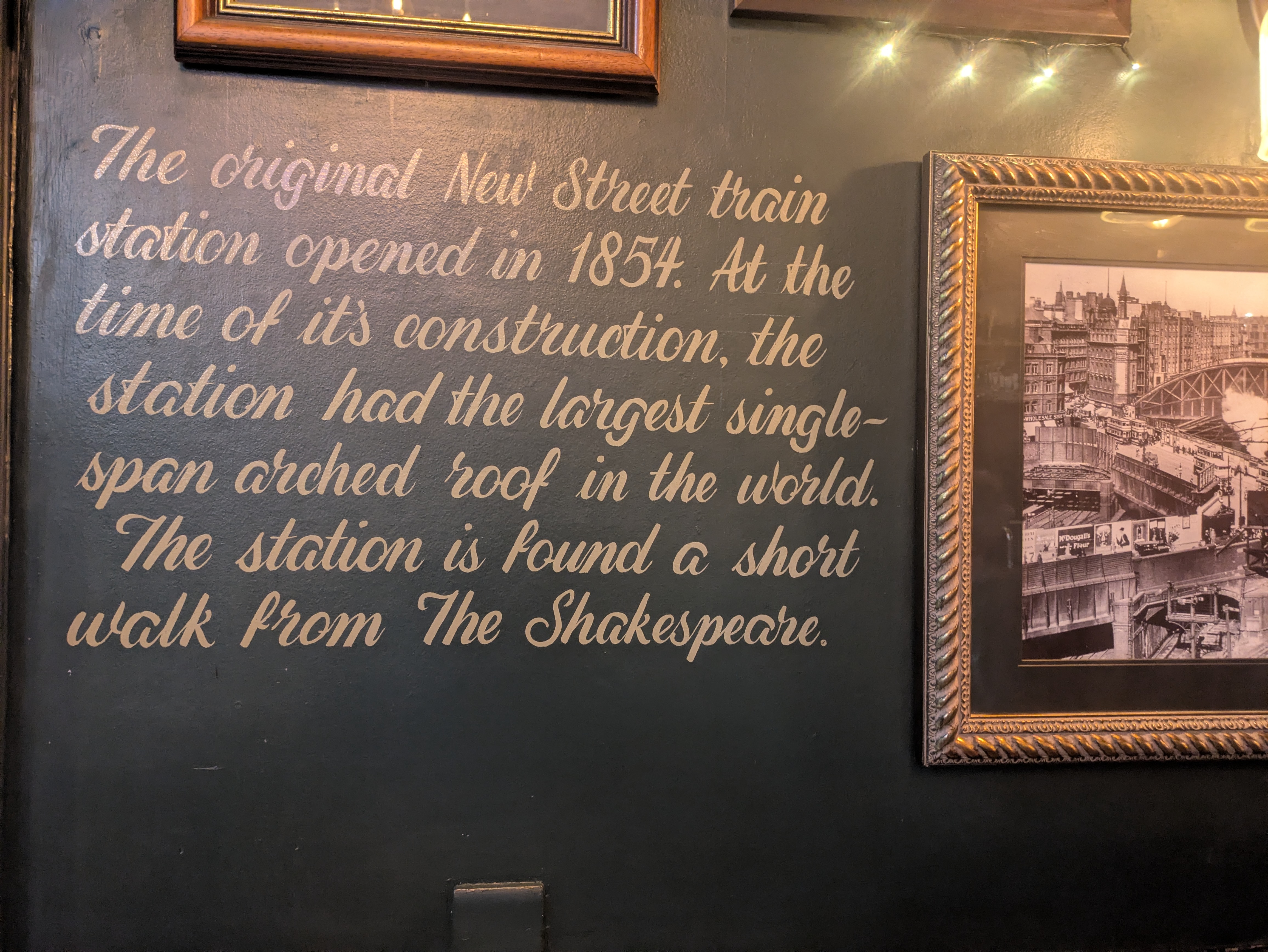 The start of a station pub crawl? Shakespeare Pub celebates opening of New street Station.