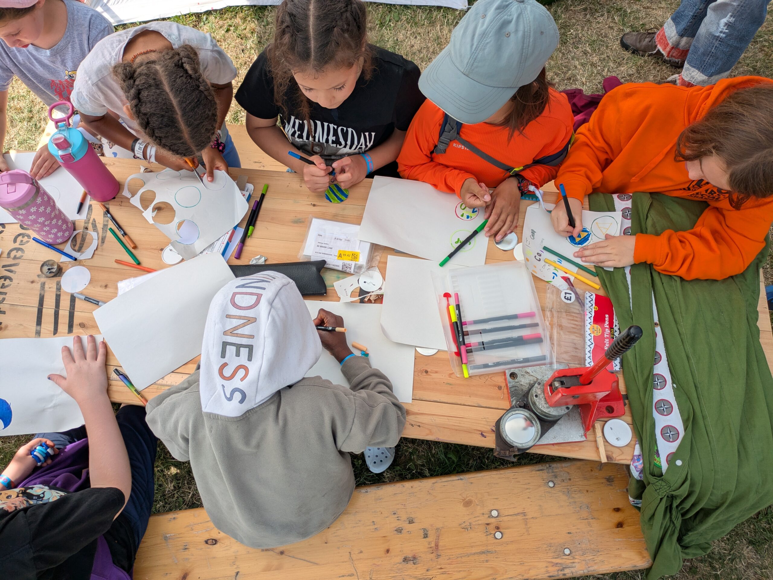 Badge making at Camp 100