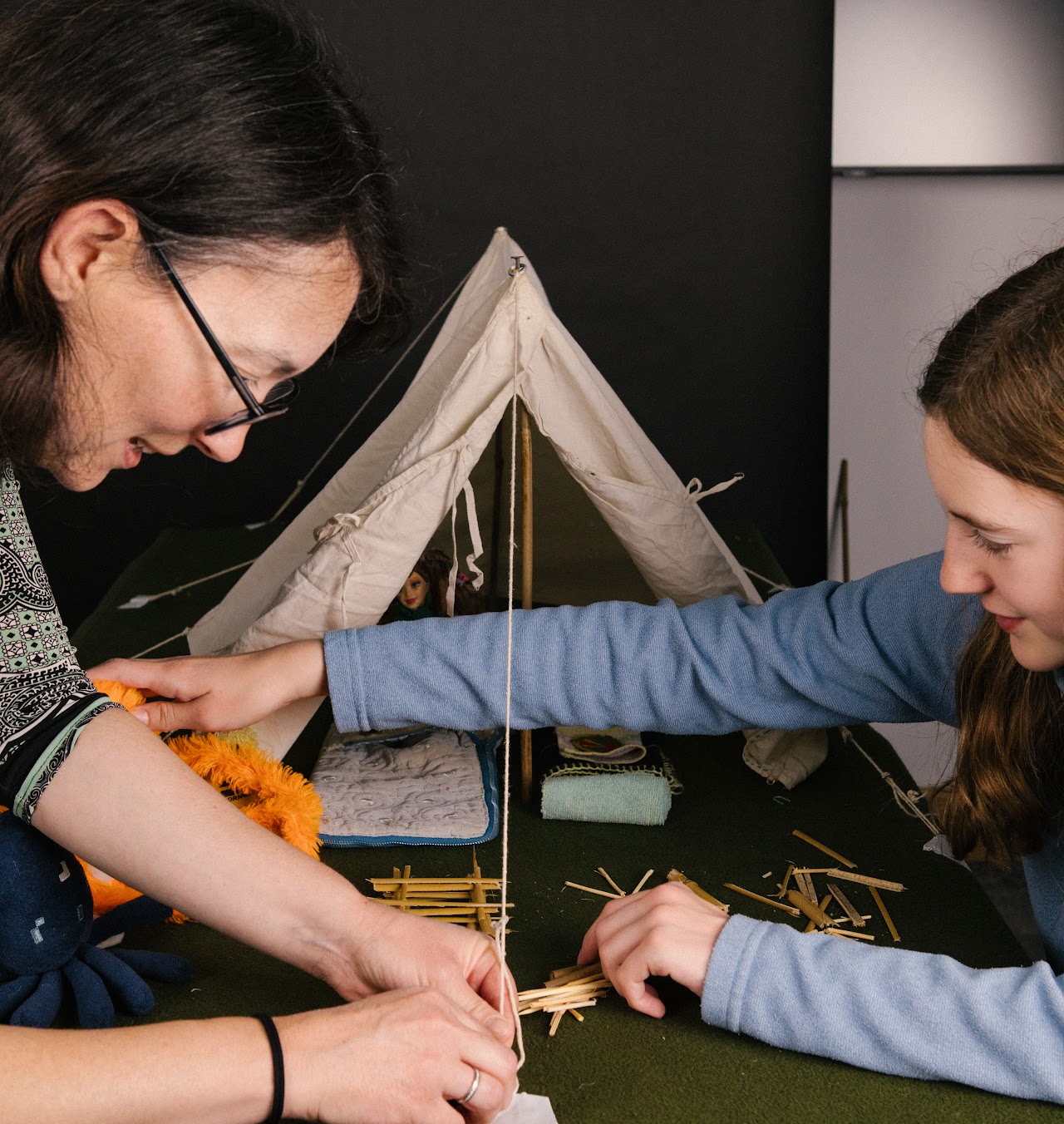 Model tent at UCL Archives made by Joan Pover, now 103