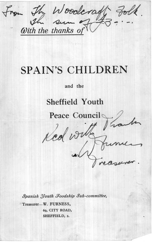 Woodcraft contribution to Spanish Children